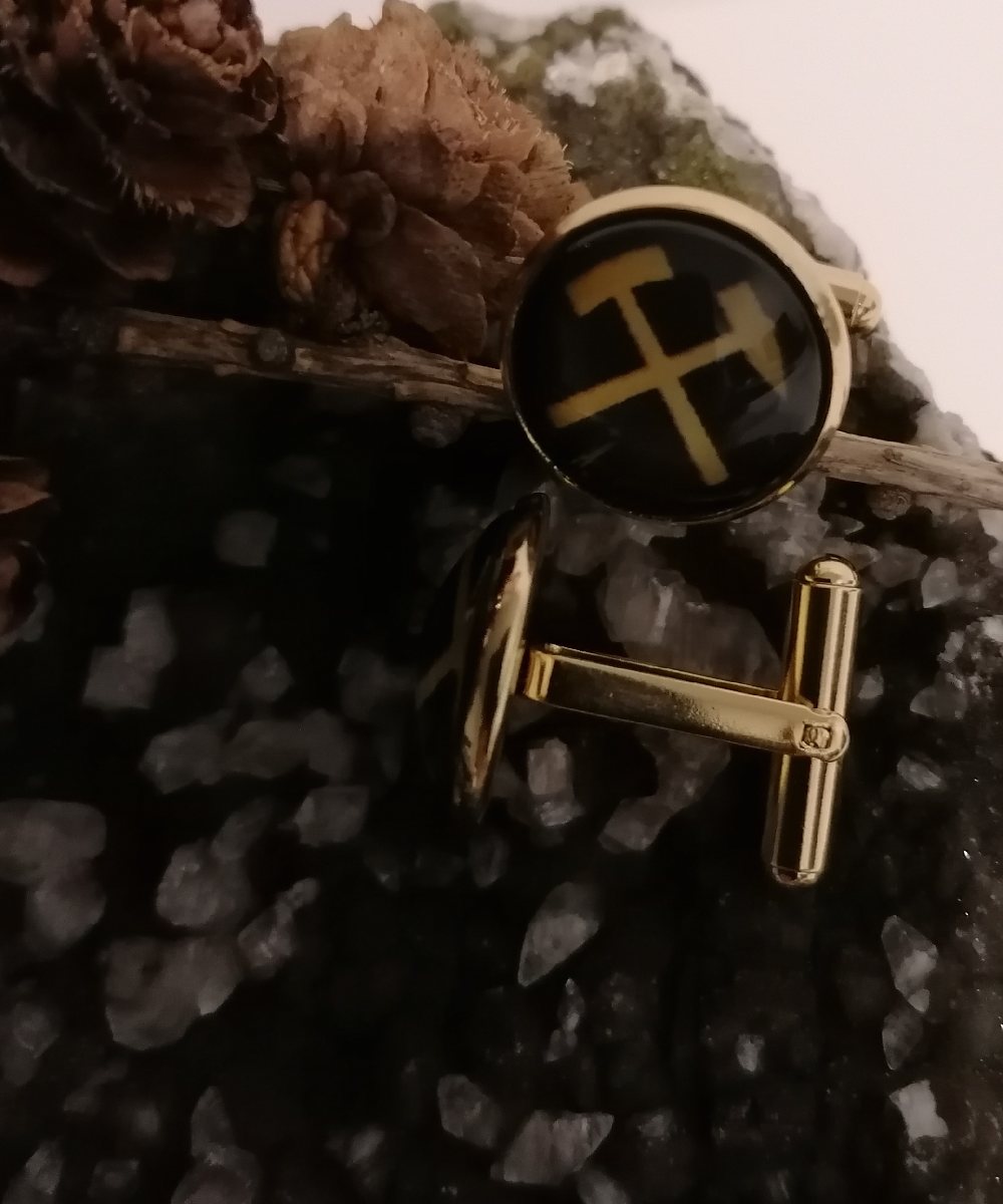 Manschettenknöpfe Schlägel & Eisen in schwarz/gold Manschettenknöpfe Schlägel & Eisen in schwarz/gold